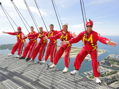 Sportsnet's Buck Martinez and Pat Tabler take on the CN Tower EdgeWalk  in support of Jays Care Foundation - About Rogers